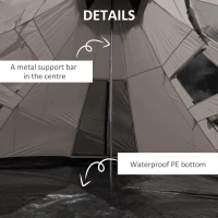Outsunny 12Ft Camping Tent 6-7 Person 4 Season with 8 Mesh Windows, Outdoor Teepee Tent with Waterproof Material(m-6)