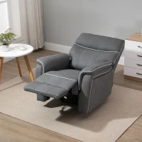 HOMCOM Manual Recliner Armchair with Thick Padded Headrest, Back and Footrest and Adjustable 150 Degree Angle, Grey(m-2)