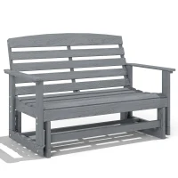 Outsunny Patio Glider Bench w/ HDPE Slatted Double Rocking Chair, Distressed Gray(m-11)