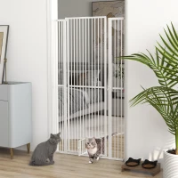 PawHut 67" Extra Tall Pet Gate, 30"-41" Dog Gate with Cat Door, 1.4" Narrow Gap, 2.8" and 5.5" Extension, for Doorway, Hallway(m-3)