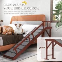 PawHut Wooden Dog Ramp with Removable Guardrails, Non-Slip Surface, 70.5" Long, Brown(m-10)