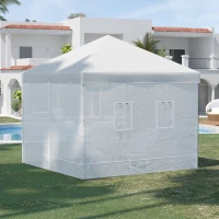 Outsunny Canopy Screen Walls, Replacement Netting with 6 Service Windows and 1 Door, for 10' x 10' Canopy Tent, White(m-10)
