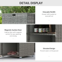 Outsunny Outdoor Towel Rack for Pool w/ Drawer & Cabinet, Gray(m-6)