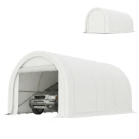 Outsunny 10' x 16' Carport, Heavy Duty Portable Garage Storage Tent with Large Zippered Door, Anti-UV PE Canopy Cover, White(m-1)
