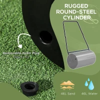 Outsunny 46L Lawn Roller, Push/Tow Behind Sod Roller with U Shaped Handle, Water Filled Yard Roller for Garden, Lawn, Backyard(m-4)
