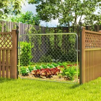 Outsunny Garden Gate Chain Link Fence Gate, Galvanized Steel Garden Door for Yard Entrance Way, 47.2 x 70.9 in., Silver(m-8)