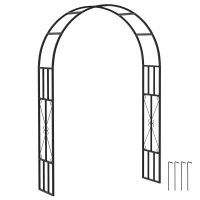 Outsunny 7.3ft Steel Garden Arch Trellis, Garden Arbor Trellis for Climbing Plants Roses Wisteria Vines, Black(m-11)