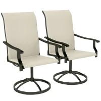 Outsunny Patio Swivel Chairs Set of 2, High Back Patio Dining Chairs with All-Weather Mesh for Backyard, Lawn, Garden, Beige(m-11)