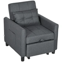 HOMCOM 3-in-1 Convertible Chair Bed, Multi-Functional Single Sofa Bed, Pull Out Sleeper Chair with Adjustable Backrest, Gray(m-11)
