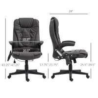 HOMCOM Massage Office Chair, Heated Reclining Computer Chair with 6 Vibration Points, Armrest and Remote, Dark Brown(m-3)