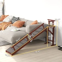 PawHut Wooden Dog Ramp with Removable Guardrails, Non-Slip Surface, 70.5" Long, Brown(m-5)