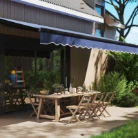 Outsunny 15' x 10' Electric Retractable Awning with Remote Controller, All Aluminum Frame Patio Awning, UV30+ Protection, Blue(m-2)