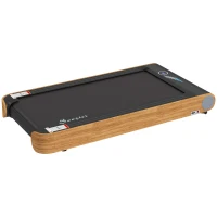 Soozier Under Desk Treadmill, 2.5HP Portable Walking Pad with Bluetooth Speaker, Wheels, Remote Control, LED Display, 265 lbs. Weight Capacity, for Home Gym Office, Wood Look(m-1)