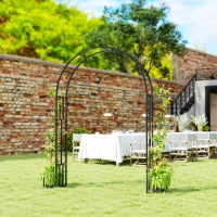 Outsunny 7.3ft Steel Garden Arch Trellis, Garden Arbor Trellis for Climbing Plants Roses Wisteria Vines, Black(m-9)