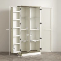HOMCOM 70" Tall Kitchen Pantry Cabinet with Spice Racks and Adjustable Shelves for Living Room, Dining Room, White(m-3)