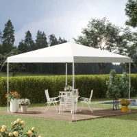 Outsunny 13' x 13' Pop Up Canopy Tent, Instant Sun Shelter, Tents for Parties, Height Adjustable for Outdoor, Garden, Patio, Parties, White(m-8)