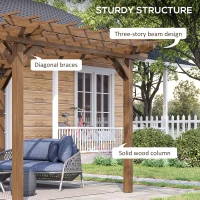 Outsunny 12' x 10' Outdoor Pergola, Wood Grape Gazebo for Climbing Plant Support, Garden, Patio, Backyard, Deck, Brown(m-4)