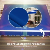 Outsunny 8' x 6.6' Patio Retractable Awning, Manual Exterior Sun Shade Deck Window Cover, Blue(m-5)