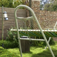 Outsunny Hammock Stand, Portable Adjustable Steel Frame Hammock Stand, Weather Resistant, 10.3', 550 lbs. Capacity, White(m-7)