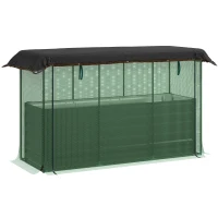 Outsunny Galvanized Steel Planter Box with Crop Cage and Shade Cloth, Raised Garden Bed for Flowers, Veggies and Herbs, Dark Gray(m-1)