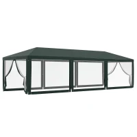 Outsunny 10' x 28' Party Tent, Outdoor Wedding Canopy & Gazebo with Removable Sidewalls, Shade Shelter for Events, BBQs, Green(m-1)