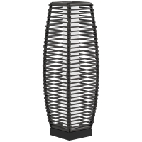 Outsunny Solar Floor Lamp, Outdoor Rattan Garden Lantern Pathway Light & Decorative Driveway Lighting with Auto LED Lights, Gray