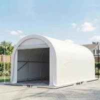 Outsunny 10' x 16' Carport, Heavy Duty Portable Garage Storage Tent with Large Zippered Door, Anti-UV PE Canopy Cover, White(m-3)
