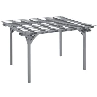 Outsunny 12' x 10' Wooden Pergola, Outdoor Grape Gazebo for Garden, Patio, Backyard, Deck, Gray(m-11)