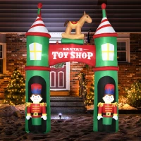 Outsunny 11.5ft Christmas Inflatables Outdoor Decorations Archway with 2 Nutcracker Soldiers Rocking Horse, Blow-Up LED Yard Christmas Decor for Lawn Garden Party(m-10)