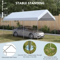 Outsunny 10' x 20' Party Tent and Carport, Height Adjustable Portable Garage, Outdoor Canopy Tent 8 Legs without Sidewalls for Car, Truck, Boat, Motorcycle, Bike, Garden Tools, White(m-5)
