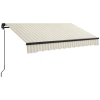 Outsunny 8' x 6.5' Retractable Awning, 280gsm UV Resistant Sunshade Shelter for Deck, Balcony, Yard, Beige and White(m-11)