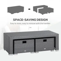 Outsunny 6-Piece Outdoor Rattan Patio Sectional Sofa Set with 3-Seat Couch, 2 Recliners, 2 Ottoman Footrests, & Coffee Table Conversation Set, Cream White(m-5)