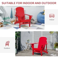 Outsunny Oversized Adirondack Chair, Outdoor Fire Pit and Porch Seating, Classic Log Lounge w/ Built-in Cupholder, Red(m-16)
