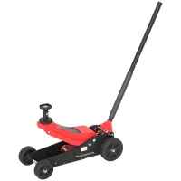 HOMCOM 3 Ton Big Wheel Hydraulic Car Jack Heavy Duty Steel Off-Road Jack with Extra Saddle for Trucks, SUVs, ATVs, Red(m-1)