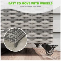 Outsunny 83 Gallon Deck Box, Large Outdoor Storage Chest, PE Wicker Trunk for Outside on Wheels for Garden Tools, Pool Supplies & Patio Furniture Cushions, Gray(m-6)