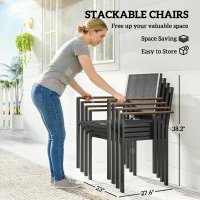 Outsunny Outdoor Dining Set for 4, Patio Table and Chairs Set with 59" Rectangle Acacia Wood Table and 352 LBS Stackable Chairs(m-5)