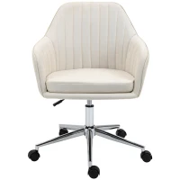 Vinsetto Mid-Back Task Chair, Fabric Home Office Chair, Swivel Desk Chair with Tub Shape Design & Lined Pattern Back for Living Room, Bedroom, Beige(m-11)