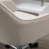 Vinsetto Mid-Back Task Chair, Fabric Home Office Chair, Swivel Desk Chair with Tub Shape Design & Lined Pattern Back for Living Room, Bedroom, Beige(m-8)