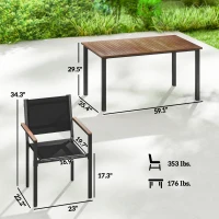 Outsunny Outdoor Dining Set for 4, Patio Table and Chairs Set with 59" Rectangle Acacia Wood Table and 352 LBS Stackable Chairs(m-3)
