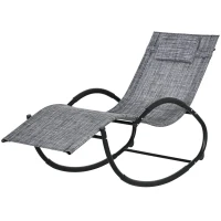 Outsunny Outdoor Patio Rocking Chair, Porch Rocker for Sun Tanning with Pillow and Armrests for Lawn, Beach, Gray(m-1)