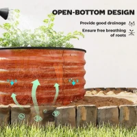 Outsunny Set of 2 Raised Garden Bed, Metal Planter Box with Safety Edging, Easy-to-assemble Stock Tank, Dark Brown(m-5)
