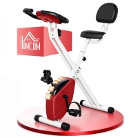 Soozier Foldable Upright Training Exercise Bike Indoor Stationary X Bike with 8 Levels of Magnetic Resistance for Aerobic Exercise, Red(m-1)