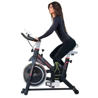 Soozier Upright Stationary Exercise Bike Indoor Fitness Cycling Bicycle Cardio Workout  Training Bike w/ Adjustable Resistance LCD Monitor Phone Holder Black(m-1)