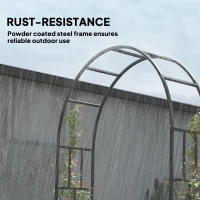 Outsunny 7.3ft Steel Garden Arch Trellis, Garden Arbor Trellis for Climbing Plants Roses Wisteria Vines, Black(m-4)