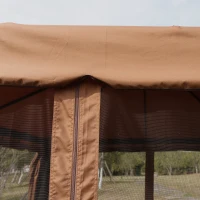 Outsunny 9.7' x 9.7' Patio Gazebo, Aluminum Frame Double Roof Outdoor Gazebo Canopy Shelter with Netting & Curtains, for Garden, Lawn, Backyard and Deck, Brown(m-8)