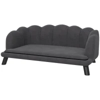 PawHut Pearl Design Pet Sofa for Medium and Large Sized Dogs, Pet Bed with Cushion and Solid Wood Legs, Charcoal Gray(m-15)