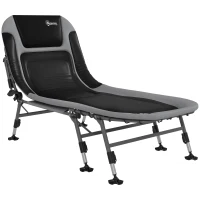 Outsunny Heavy Duty Camping Cot, Folding Bed with Soft Padded Cushion and 180° Adjustable Backrest, 400 lbs. Capacity, Gray(m-11)