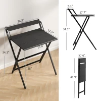 HOMCOM Folding Computer Desk, 27.6" Foldable Desk with Monitor Shelf for Small Space, Home Office, Study, Easy Assembly, Black(m-3)