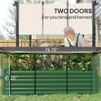 Outsunny Galvanized Steel Planter Box with Crop Cage and Shade Cloth, Raised Garden Bed for Flowers, Veggies and Herbs, Green(m-6)