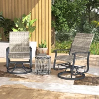 Outsunny Wicker Rattan Swivel Patio Glider Chair Set of 2, Outdoor Glider Chair with Steel Frame, High Back, Armrests, Yellow(m-10)